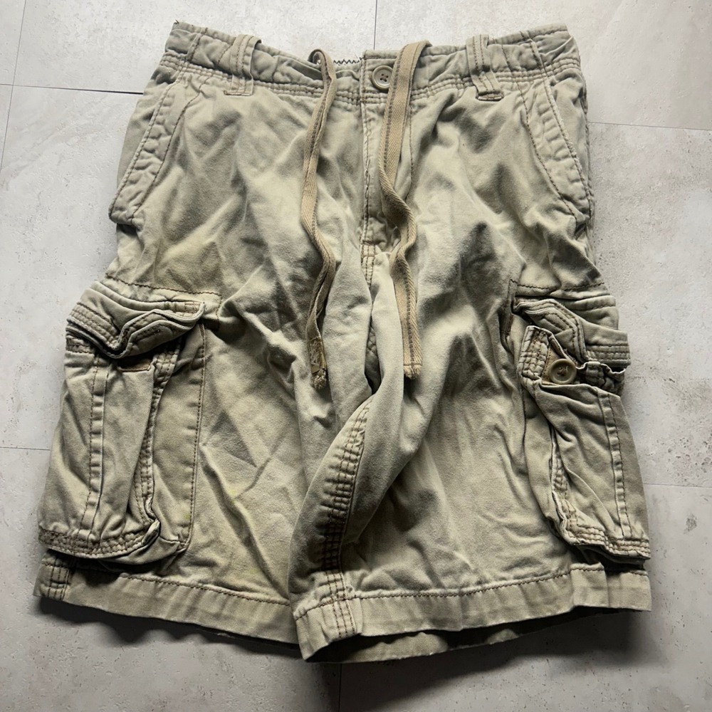 Aeropostale Cargo Shorts Khaki Mens Size 28 Utility Vintage Distressed 1179